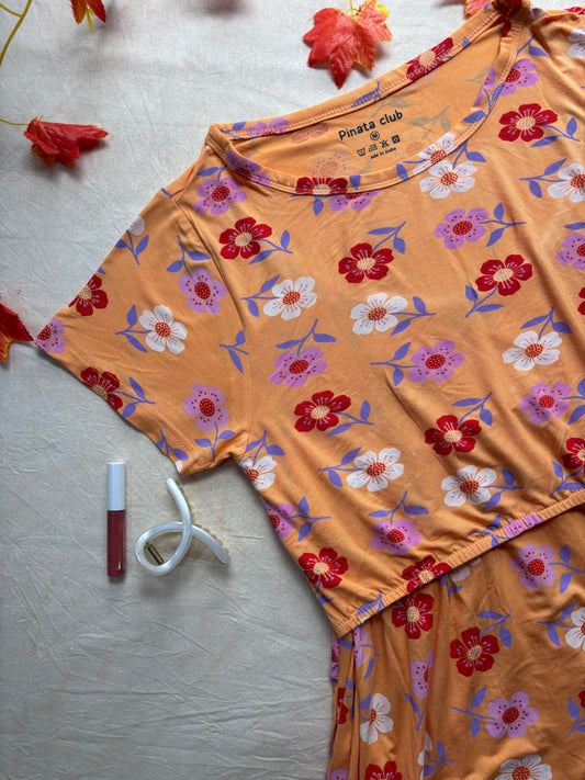 Sunshine Chic: Light Orange Flower Feeding Gown