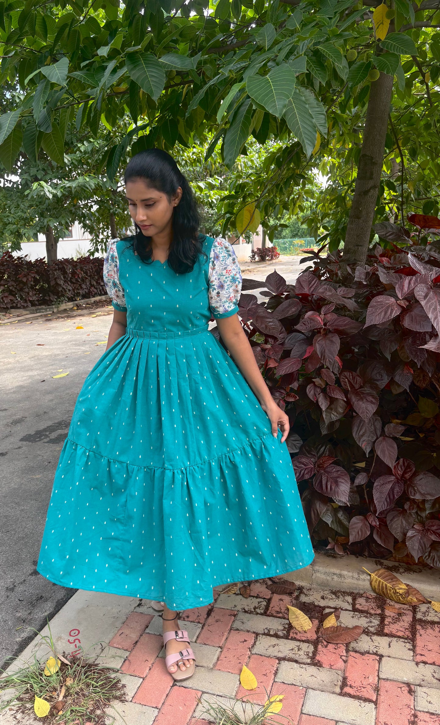 Vanmadhi Handloom Cotton Dress for Women – 2-Tier Ethnic Wear (Optional feeding)