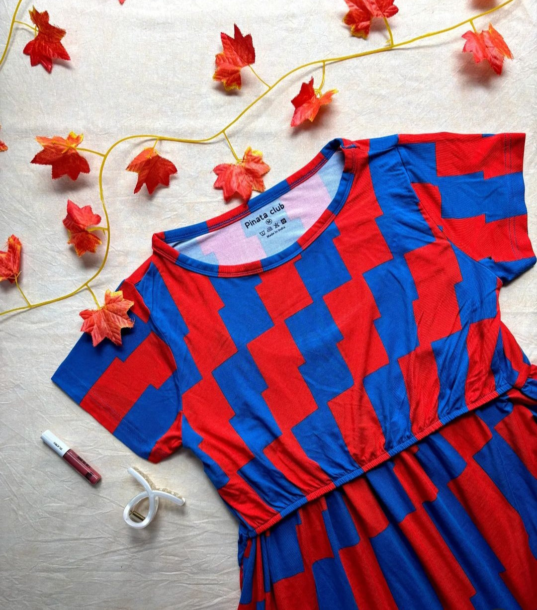 Vibrant Elegance:blue-Red Feeding Gown