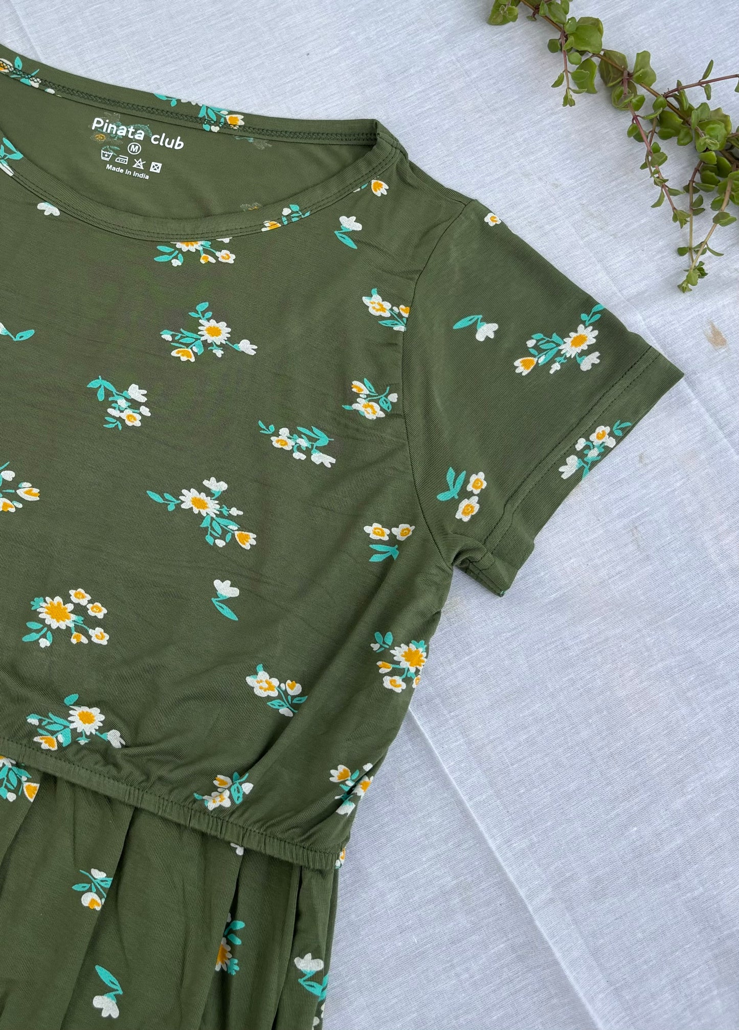 Blooming Beauty: Olive Green Flower Feeding Gown