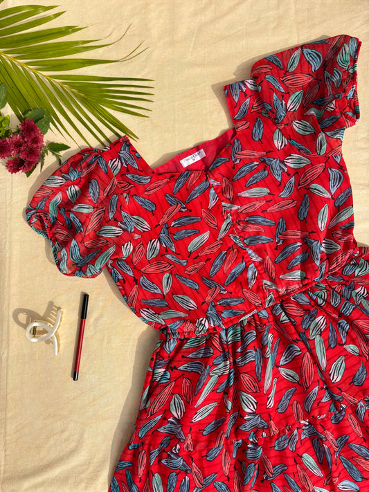 Autumn Bliss: Red Leaves - Center Zip Chiffon - Feeding Gown