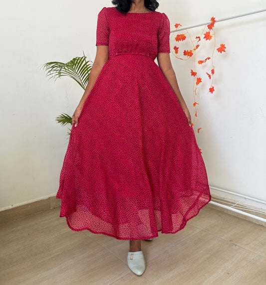 Meganta-Pink Dotted Feeding Gown