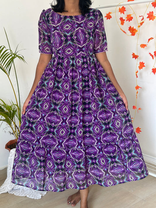 Violet Abstract Feeding Gown