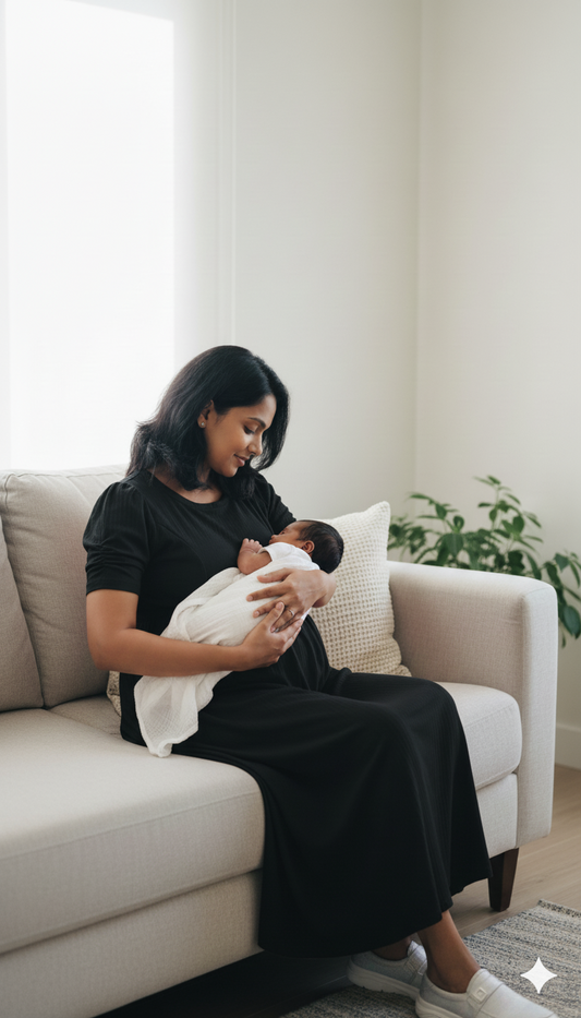 Black Cross-Zip Feeding Gown