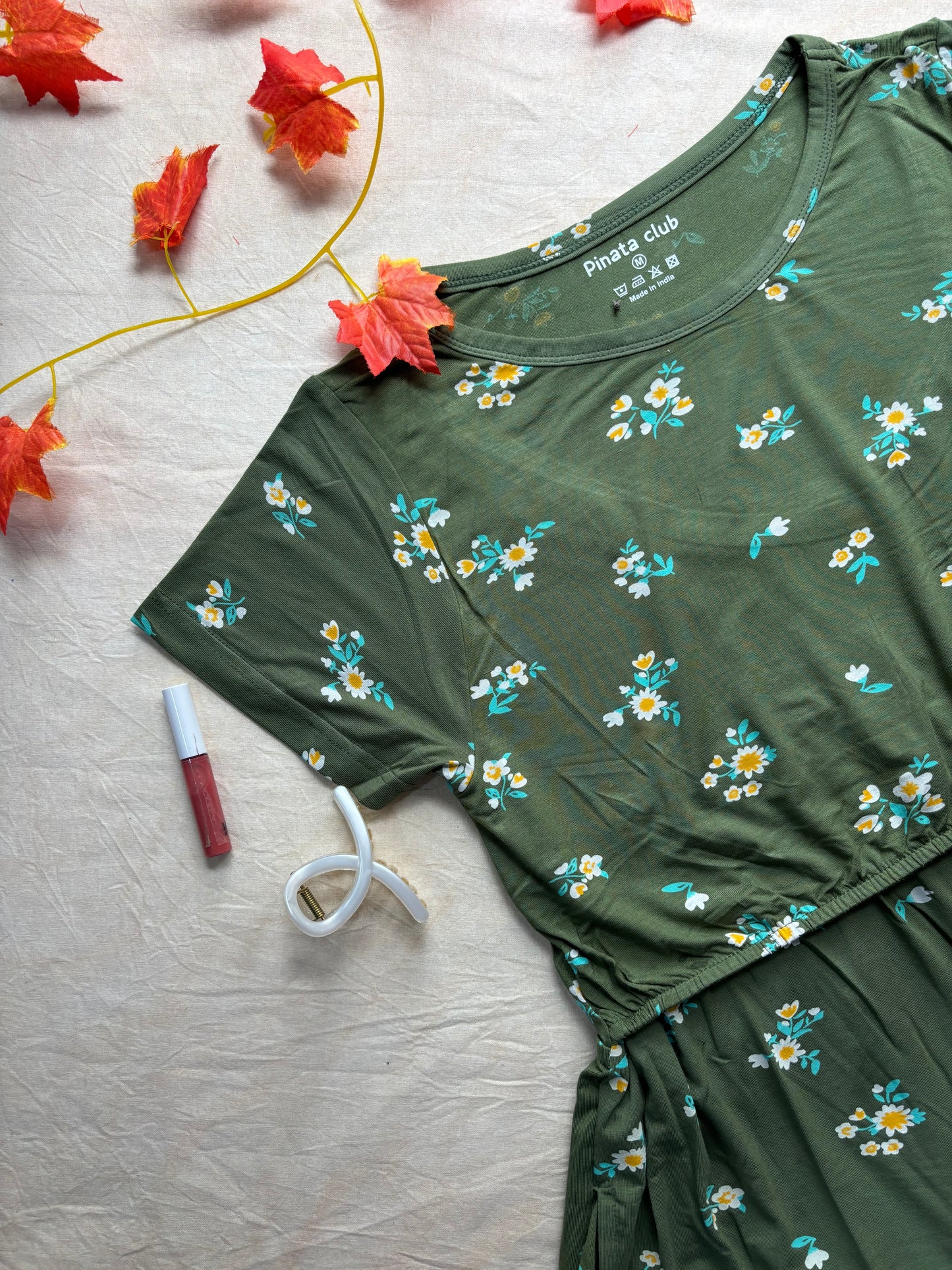 Blooming Beauty: Olive Green Flower Feeding Gown