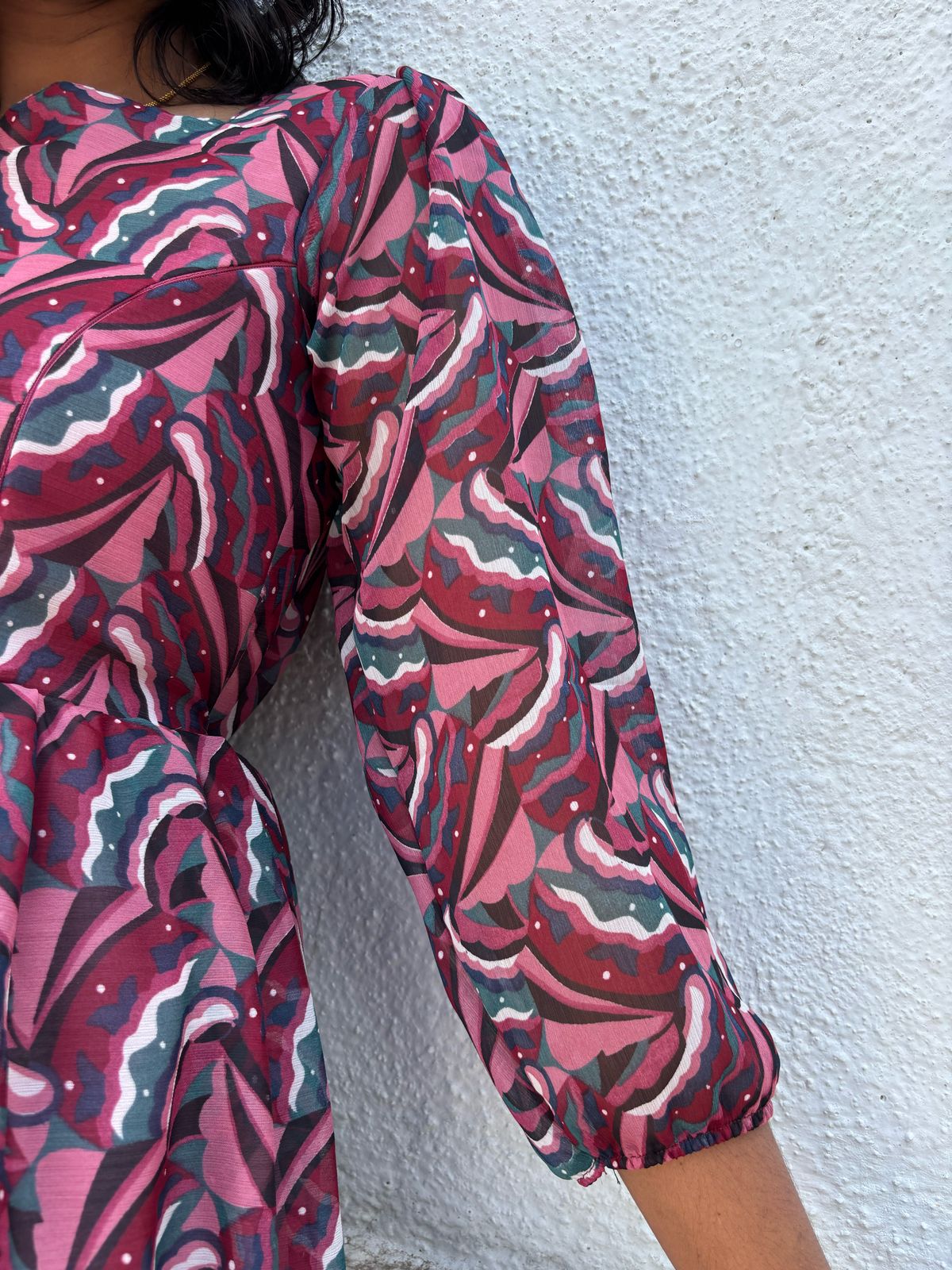 Wine-Pink Feeding chiffon gown