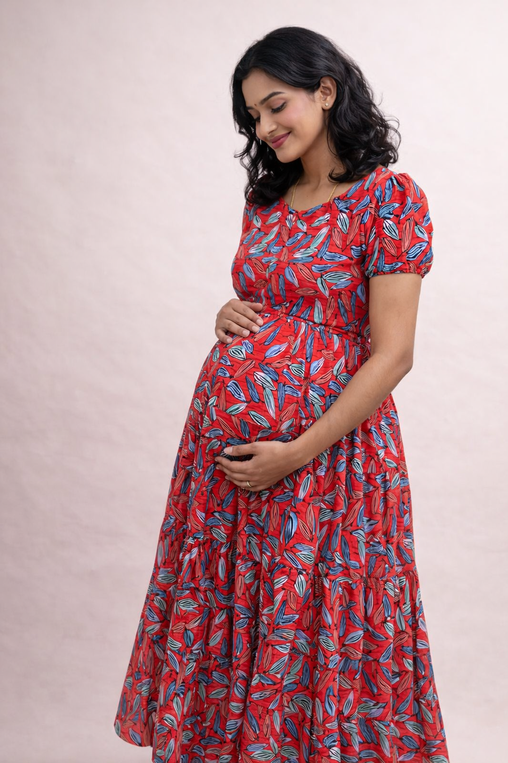 Autumn Bliss: Red Leaves - Center Zip Chiffon - Feeding Gown