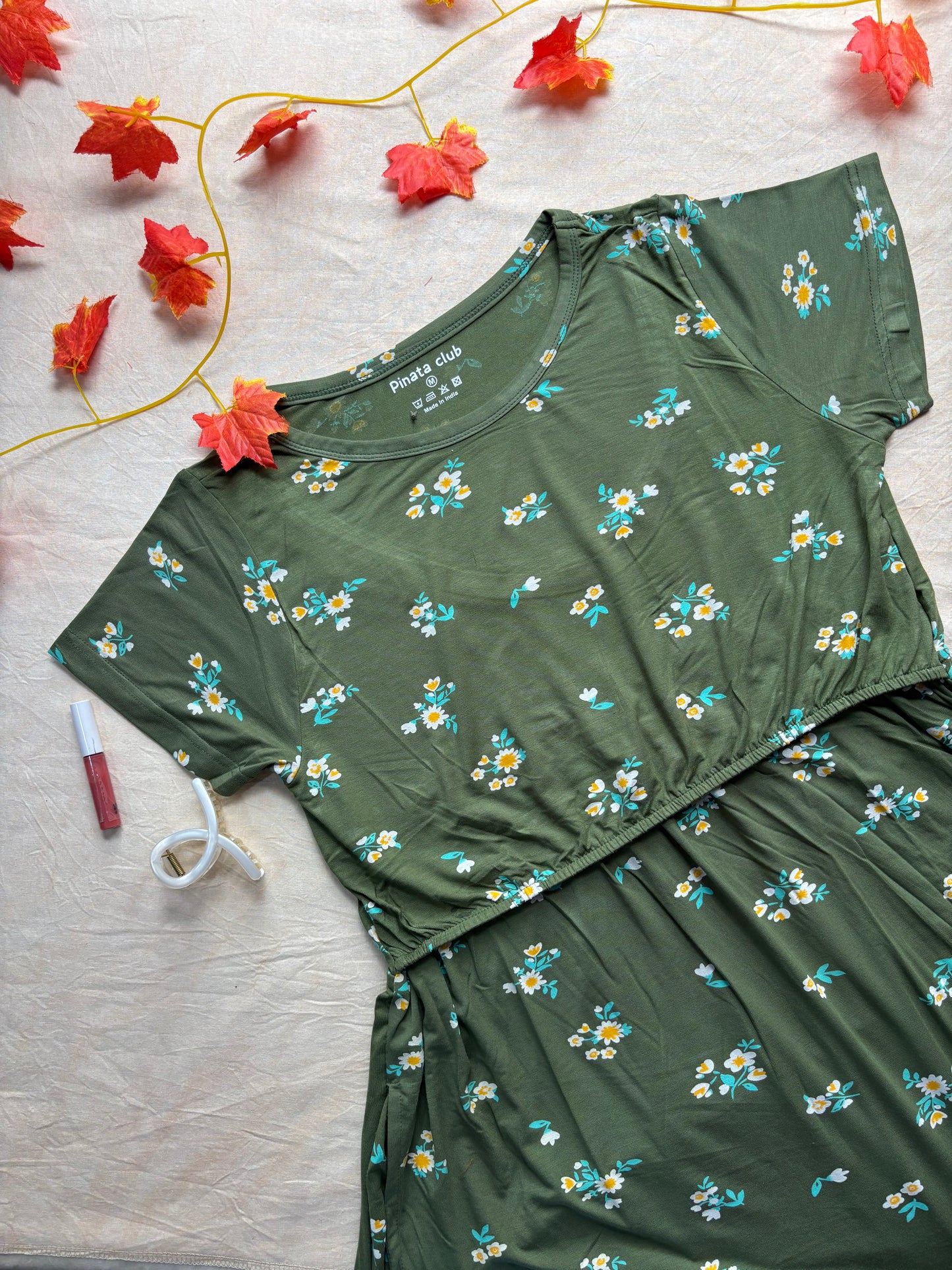 Blooming Beauty: Olive Green Flower Feeding Gown