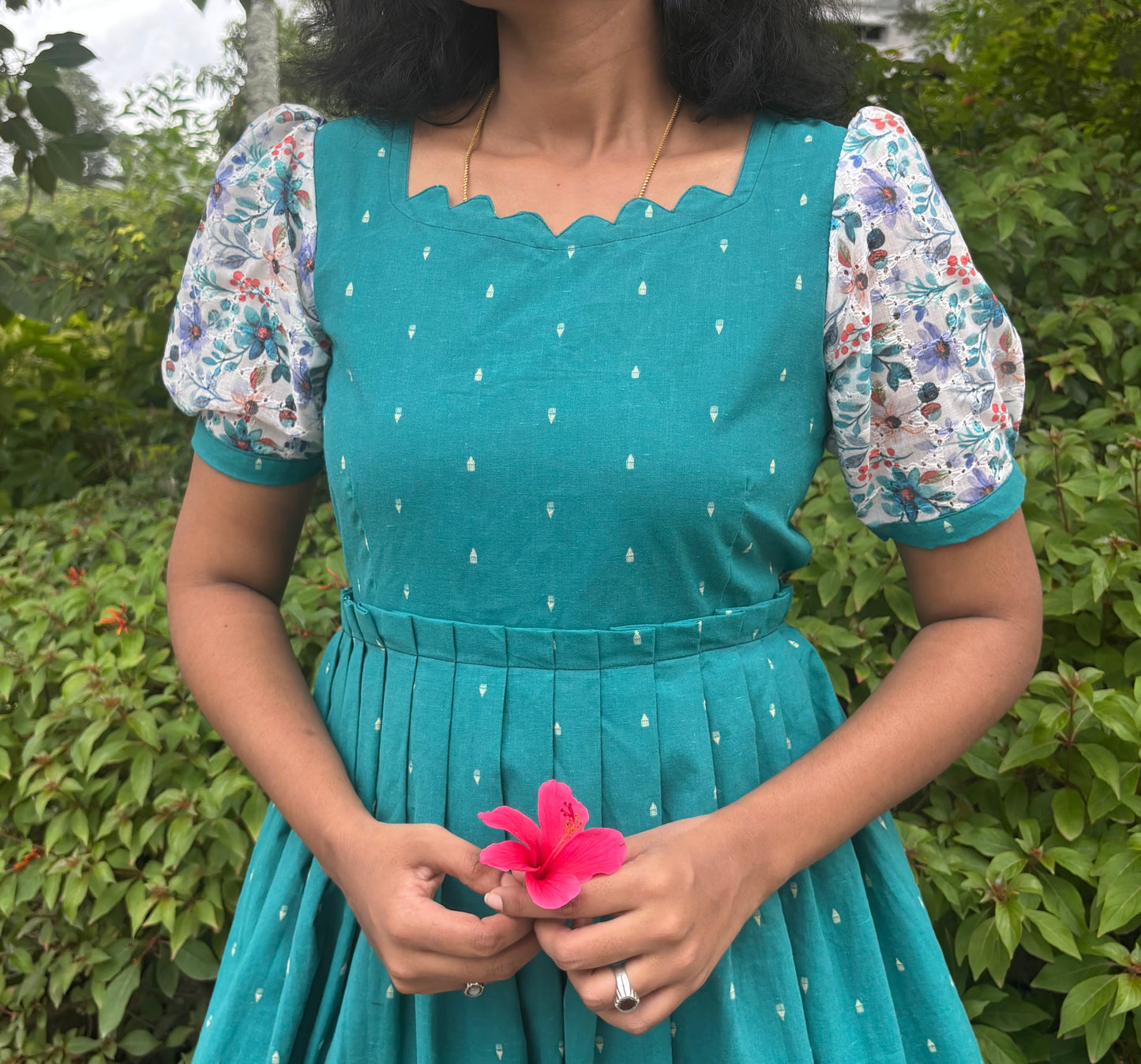 Vanmadhi Handloom Cotton Dress for Women – 2-Tier Ethnic Wear (Optional feeding)