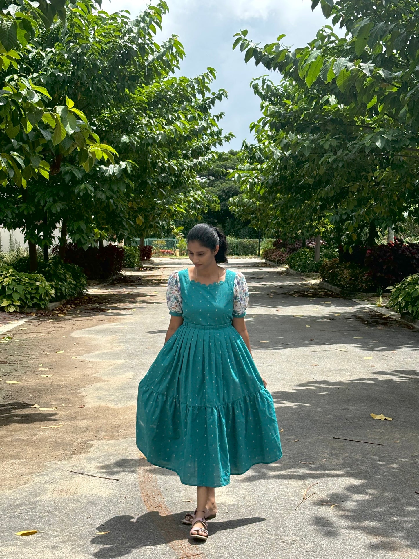 Vanmadhi Handloom Cotton Dress for Women – 2-Tier Ethnic Wear (Optional feeding)