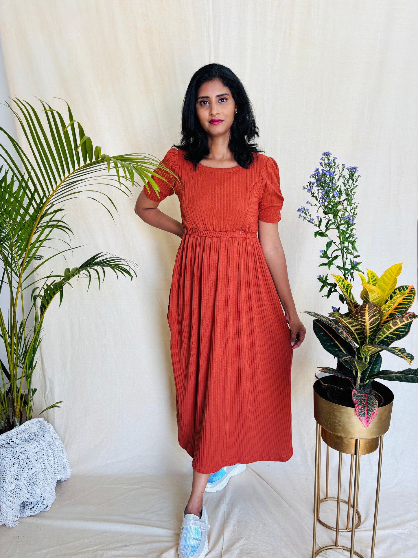 Brown Cross-Zip Feeding Gown