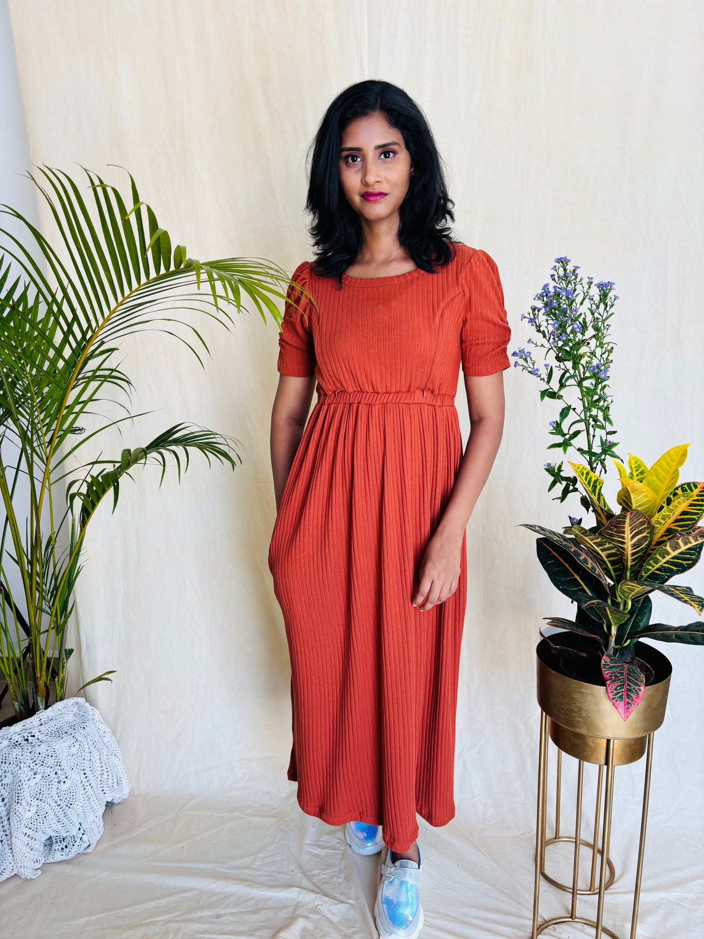 Brown Cross-Zip Feeding Gown