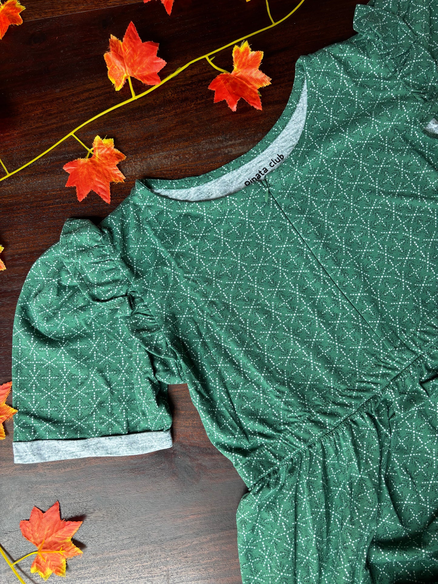 Nature's Harmony: Green Straight Zip Knitted Gown