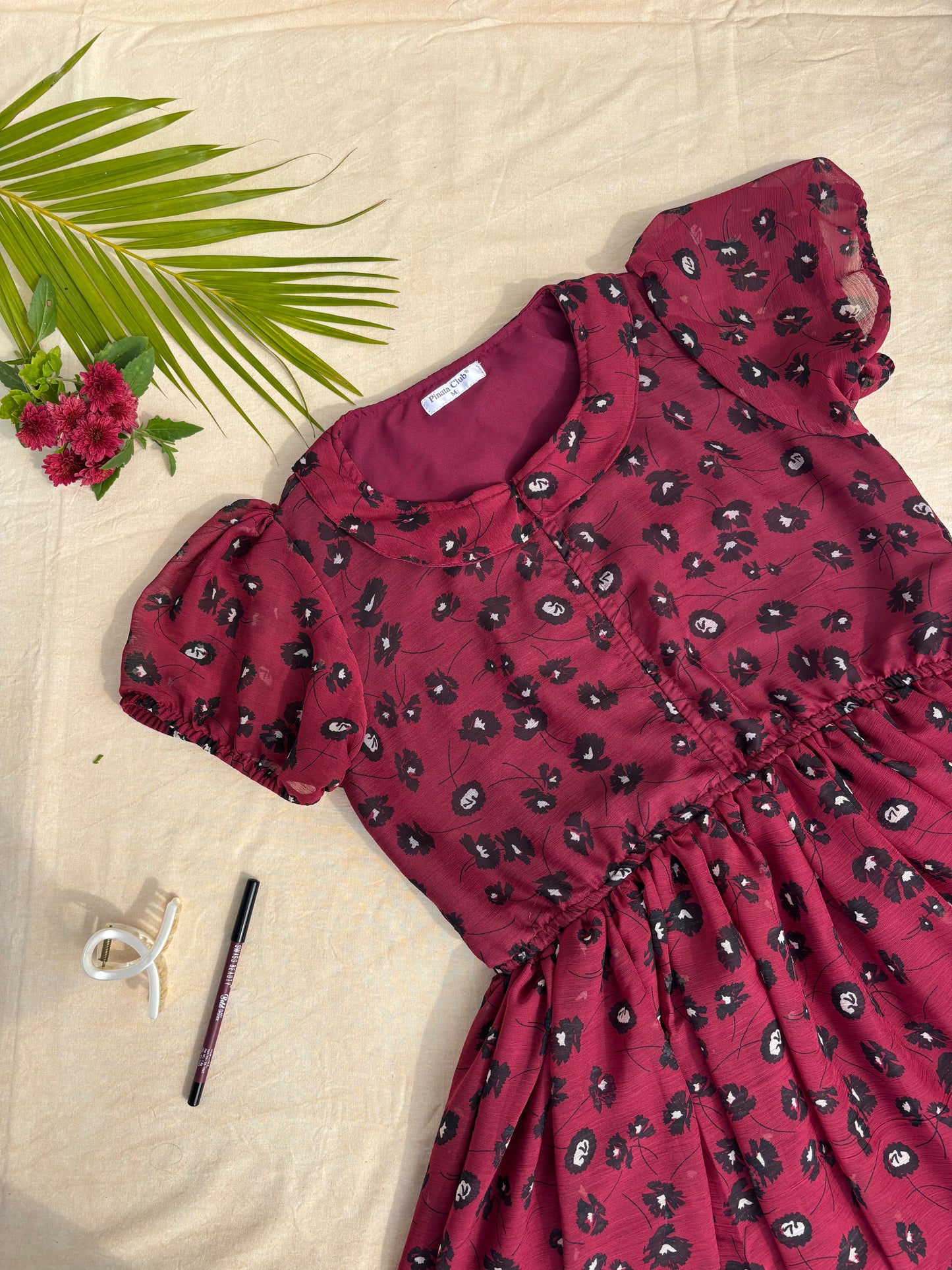 Wild Elegance: Wine Red - Center Zip Chiffon