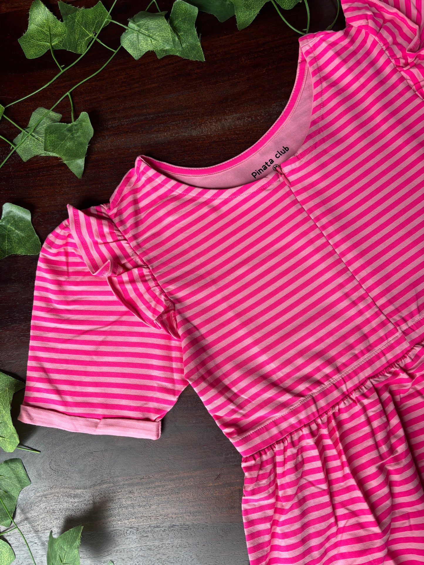 Pink Stripes Straight Zip Knitted Feeding Gown