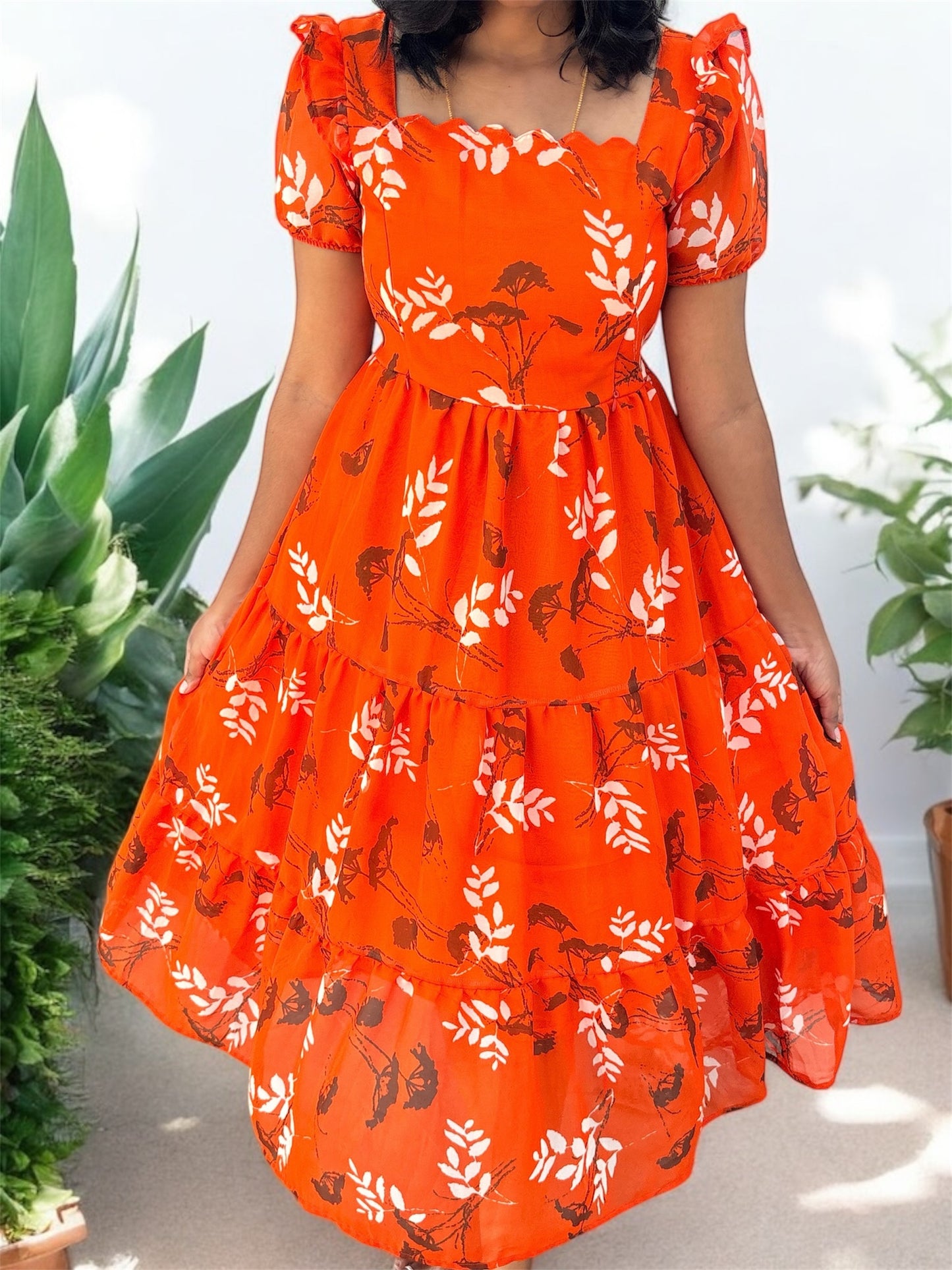 Orange Oasis Feeding/Maternity Gown