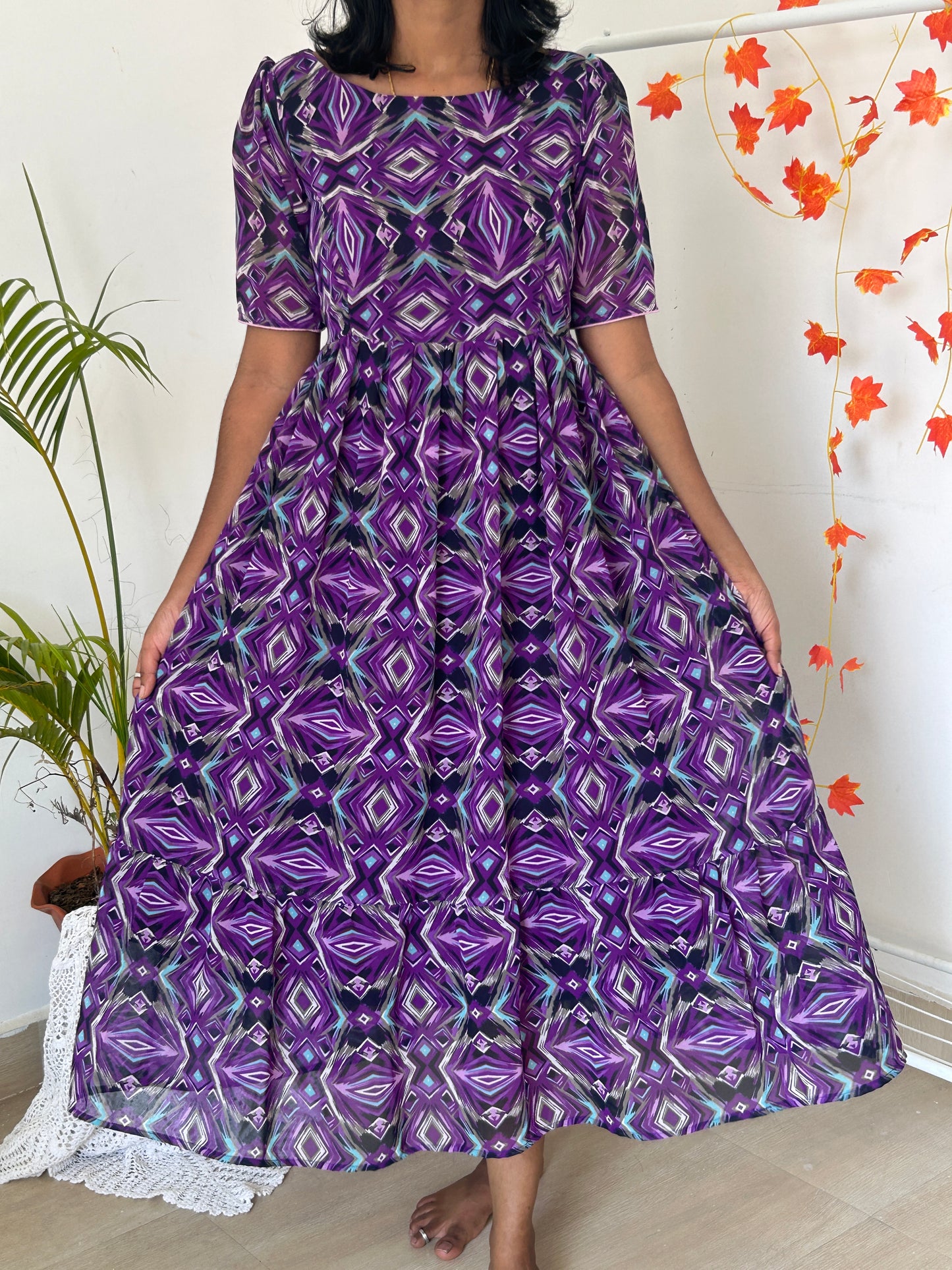 Violet Abstract Feeding Gown