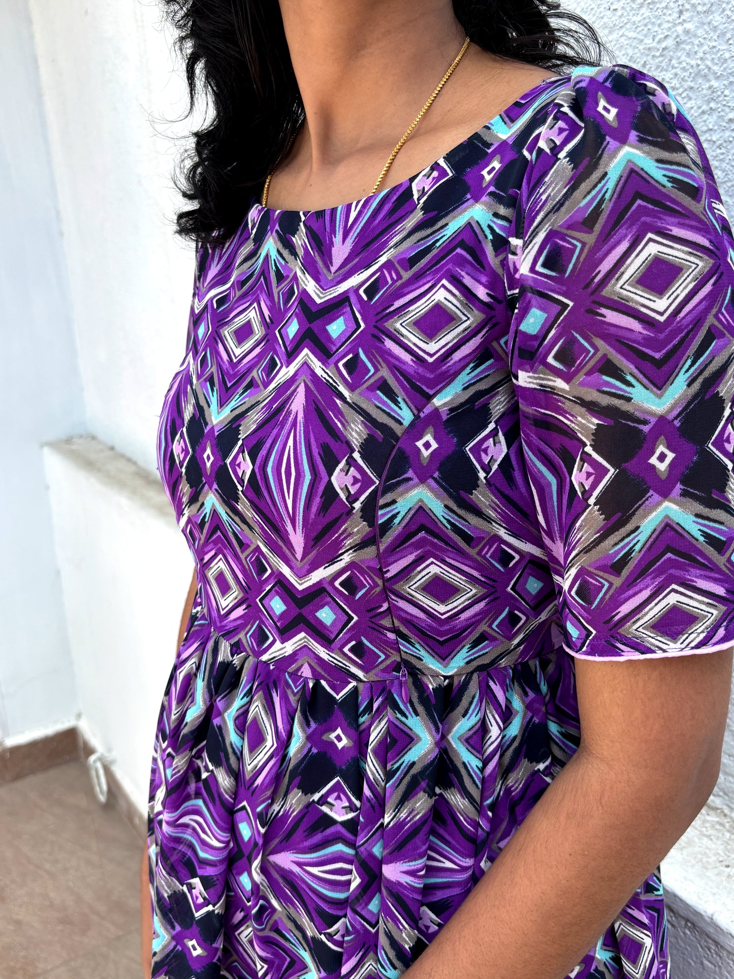 Violet Abstract Feeding Gown