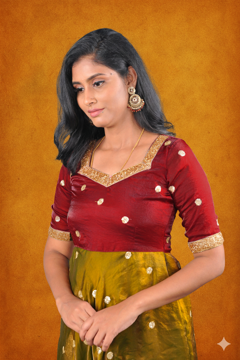 Brown&Mehndhi  Anarkali | Handworked Elegance