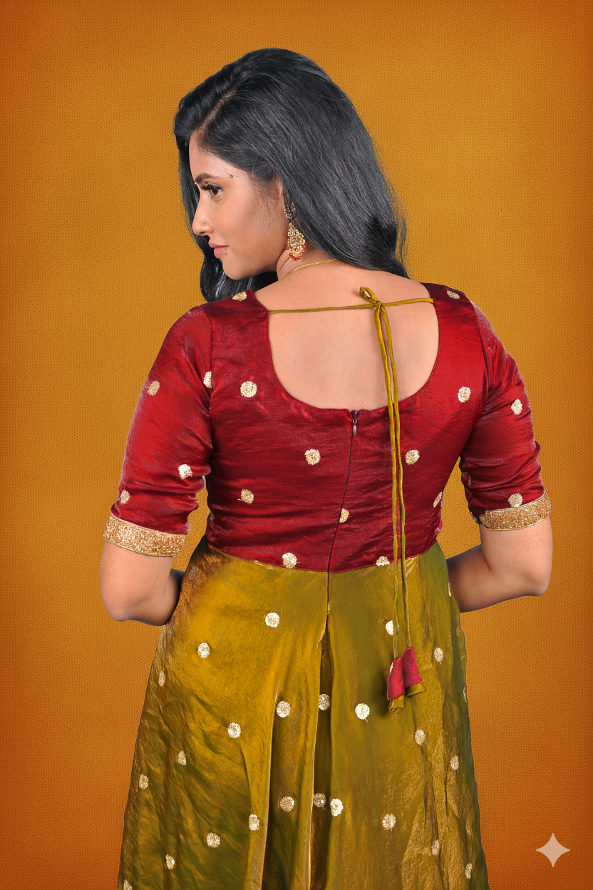 Brown&Mehndhi  Anarkali | Handworked Elegance