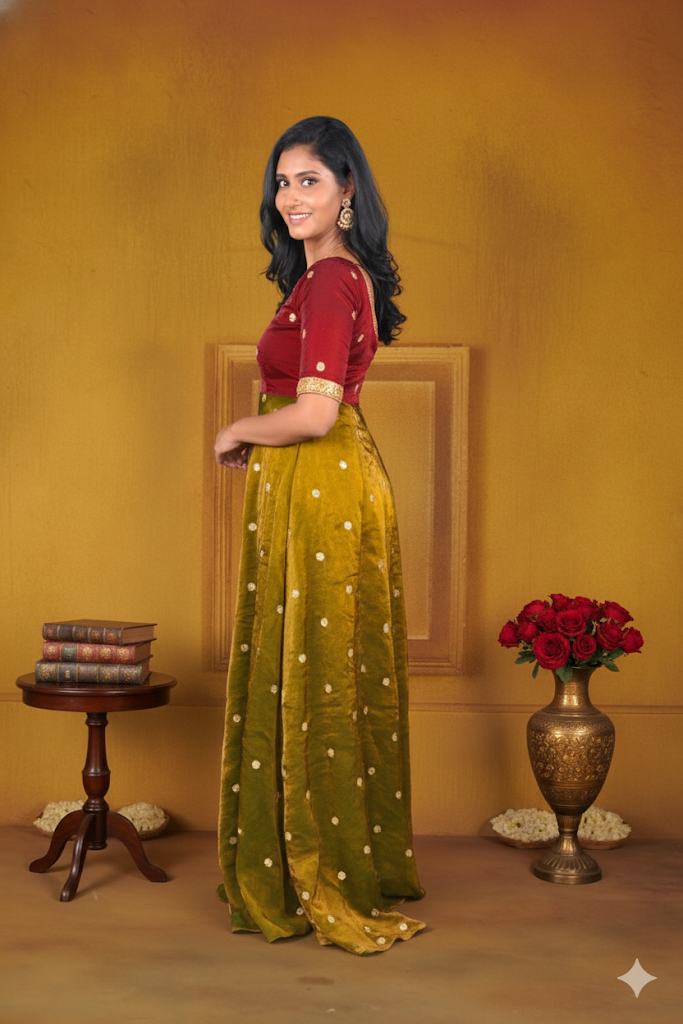 Brown&Mehndhi  Anarkali | Handworked Elegance