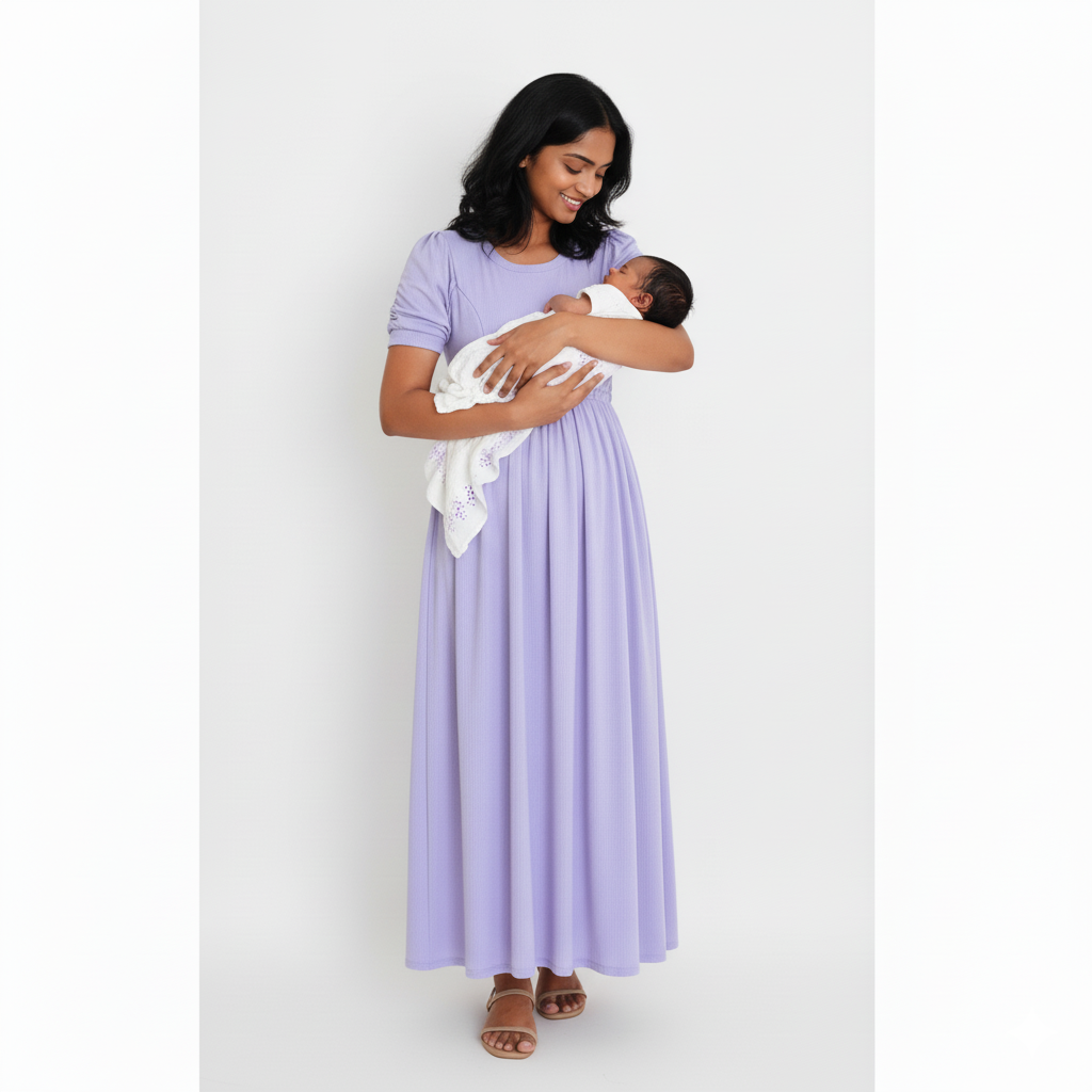 Purple Cross-Zip Feeding Gown