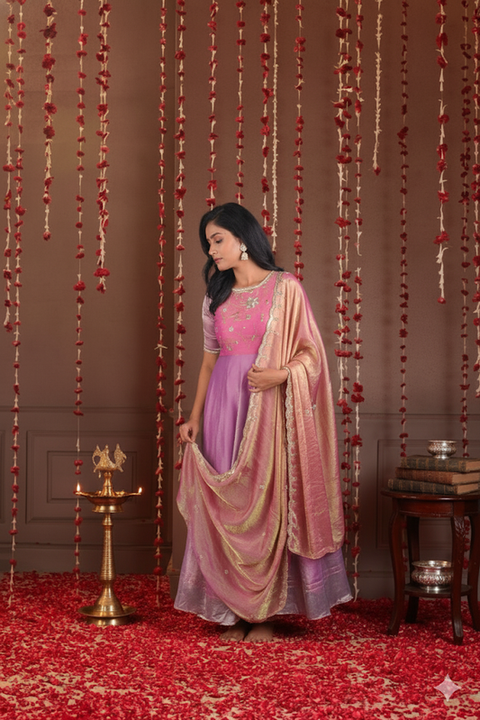 Lavender Designer Anarkali | Handworked Elegance