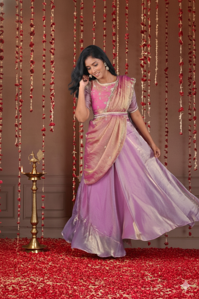 Lavender Designer Anarkali | Handworked Elegance