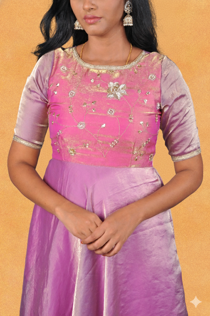Lavender Designer Anarkali | Handworked Elegance