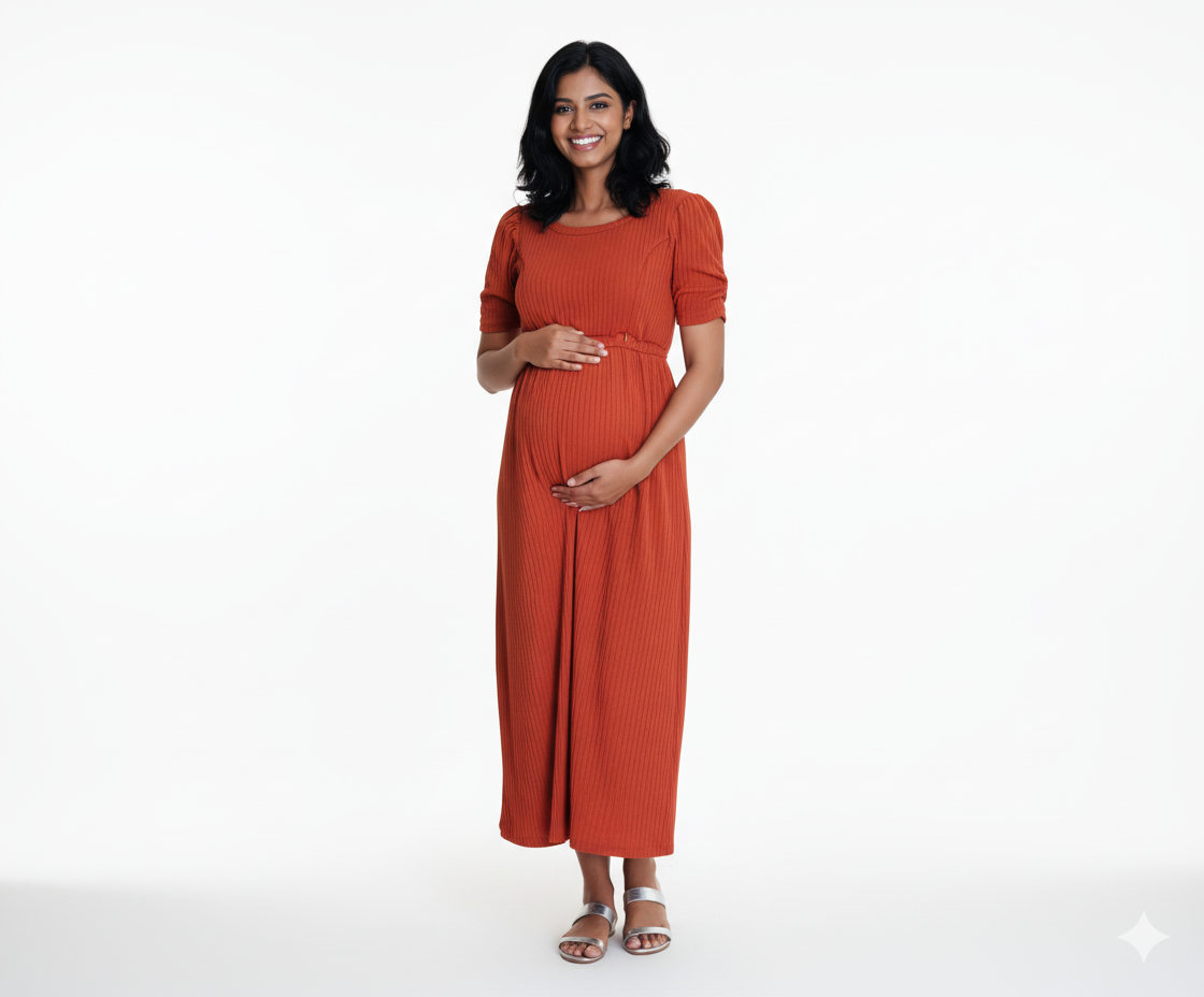 Brown Cross-Zip Feeding Gown