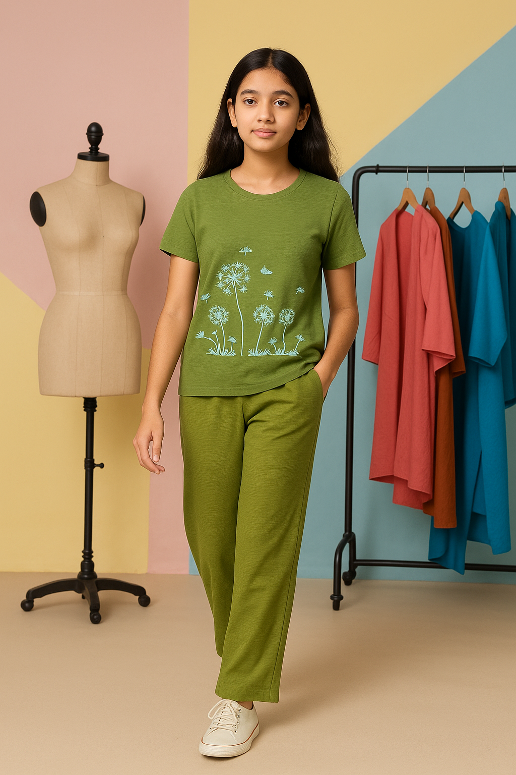 Nature's Harmony: Co-ord Knitted Set in Bottle Green