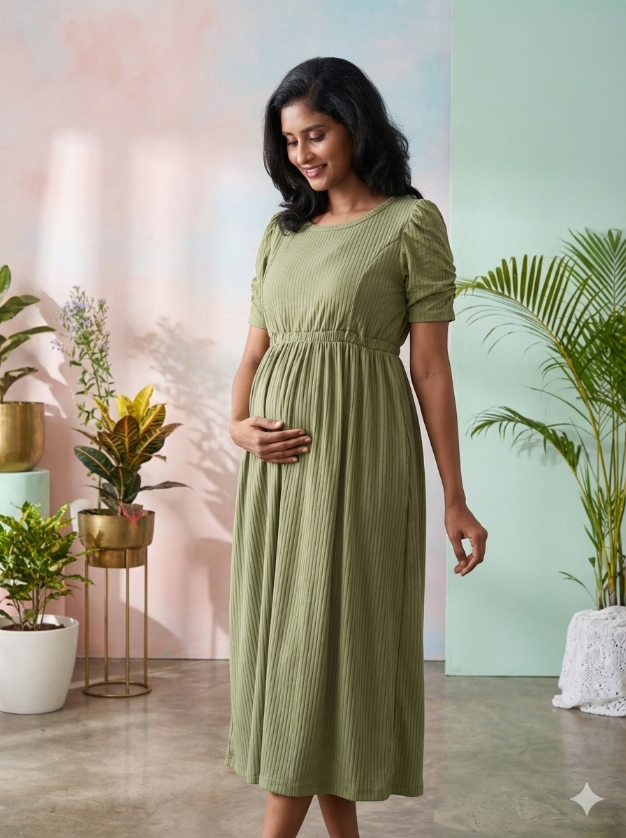 Green Cross-Zip Feeding Gown